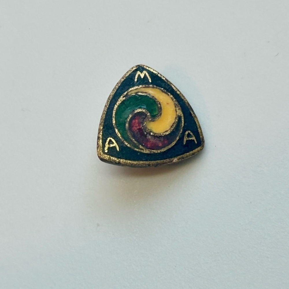 Vintage AMA Motorcycle Association Member Pin Tri-Color Enamel Gold Tone